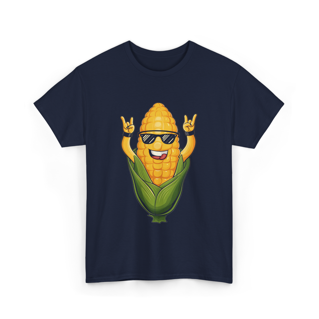 Rocking Corn Character Corn T-Shirt - Navy