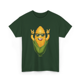 Rocking Corn Character Corn T-Shirt - Forest Green