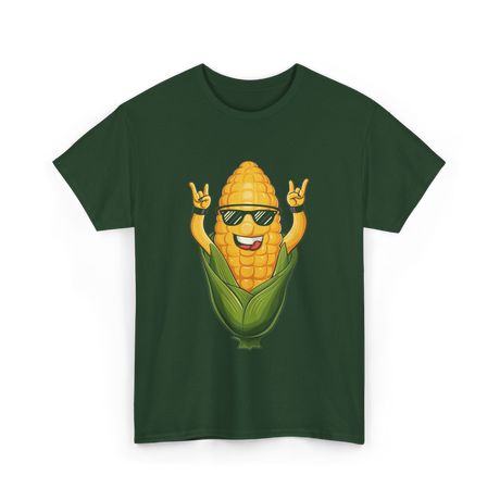 Rocking Corn Character Corn T-Shirt - Forest Green