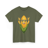 Rocking Corn Character Corn T-Shirt - Military Green