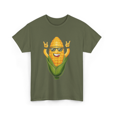 Rocking Corn Character Corn T-Shirt - Military Green