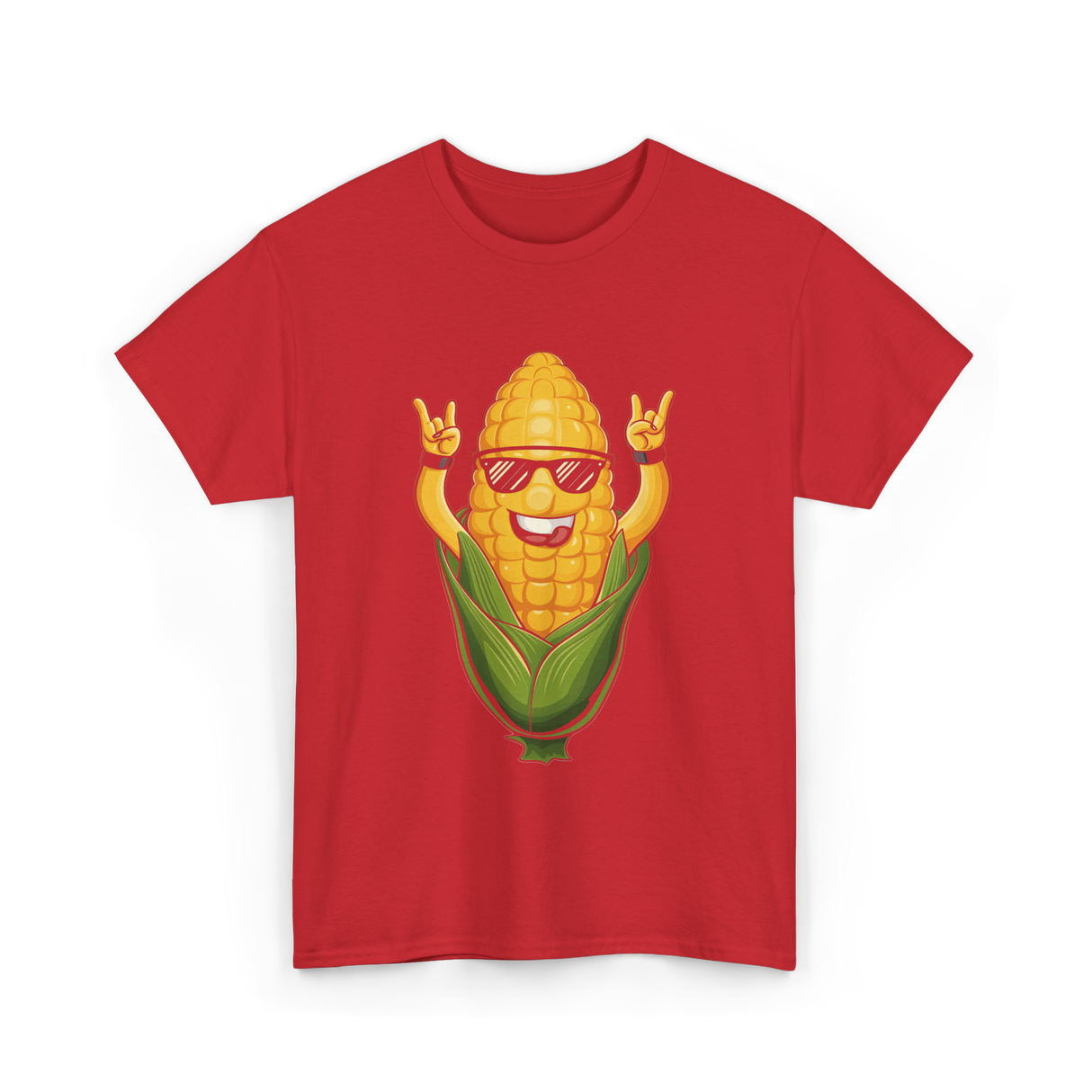 Rocking Corn Character Corn T-Shirt - Red