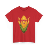 Rocking Corn Character Corn T-Shirt - Red