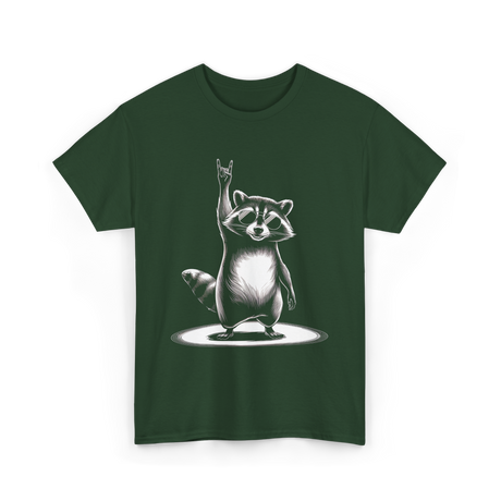 Rocking Raccoon Music Raccoon T-Shirt - Forest Green