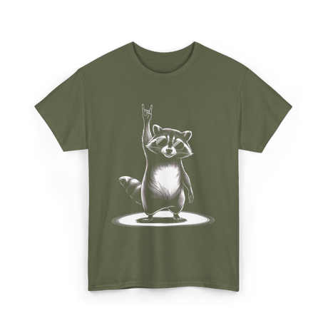 Rocking Raccoon Music Raccoon T-Shirt - Military Green