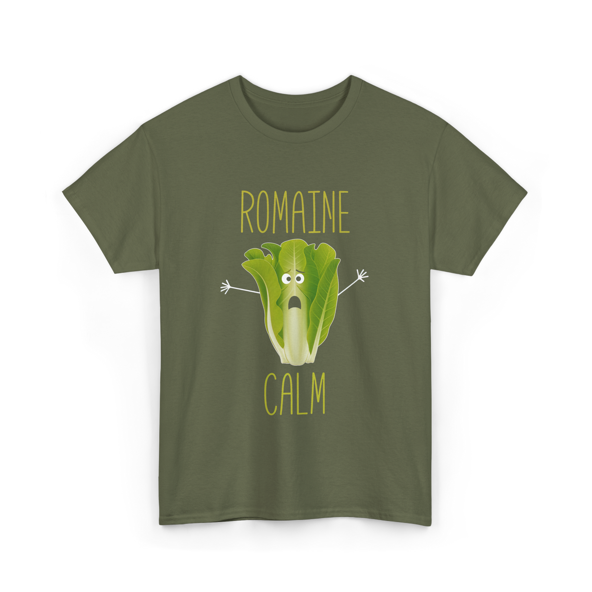 Romaine Calm Gardening Lettuce T-Shirt - Military Green