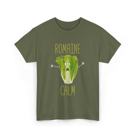 Romaine Calm Gardening Lettuce T-Shirt - Military Green