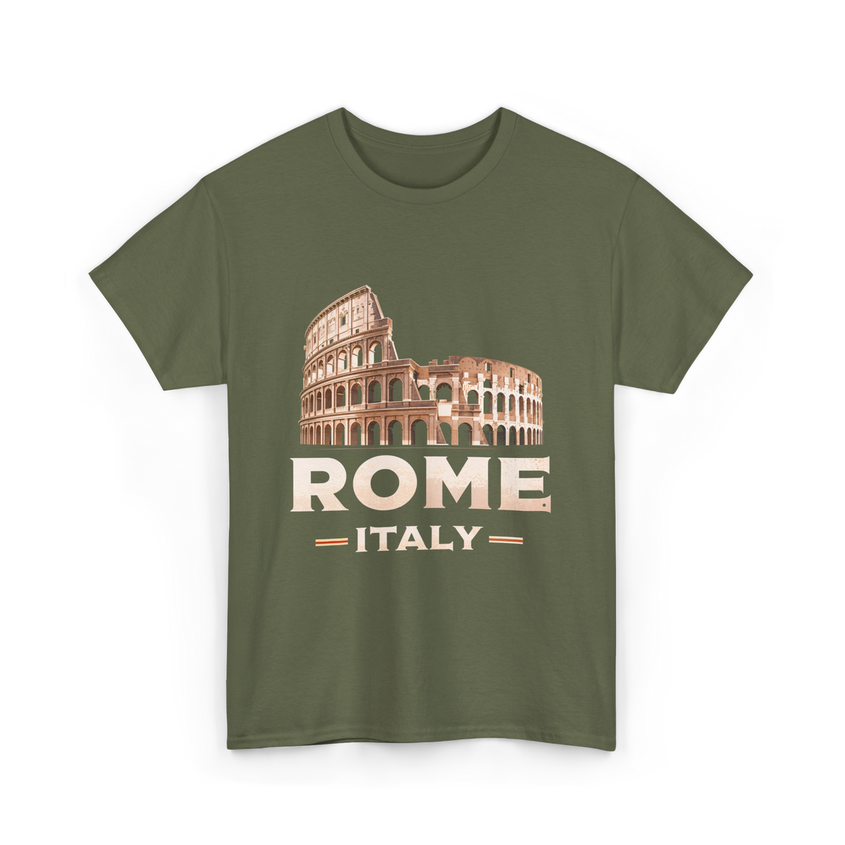 Rome Italy Colosseum Travel T-Shirt - Military Green