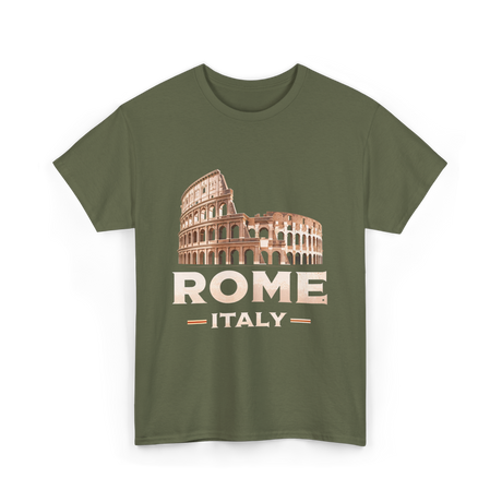 Rome Italy Colosseum Travel T-Shirt - Military Green