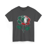 Rose Italian Green Red Flower T-Shirt - Dark Heather