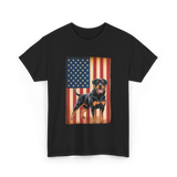 Rottweiler American Flag Dog Lover T-Shirt - Black