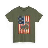 Rottweiler American Flag Dog Lover T-Shirt - Military Green