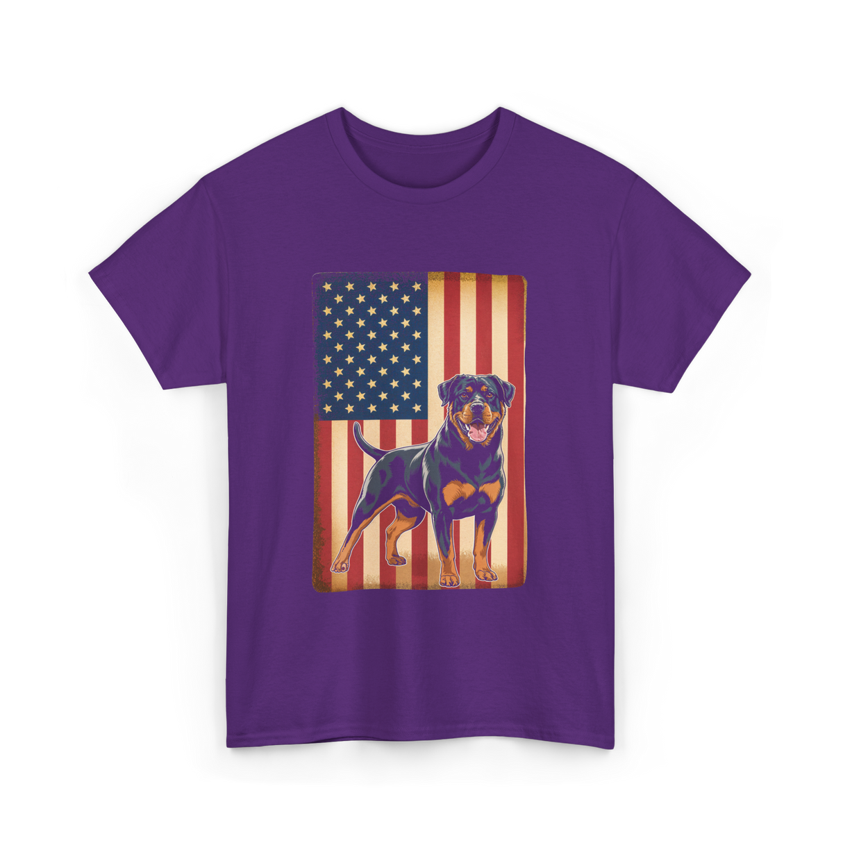 Rottweiler American Flag Dog Lover T-Shirt - Purple