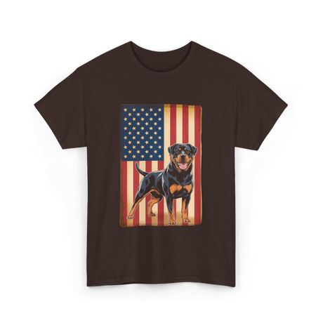 Rottweiler American Flag Dog Lover T-Shirt - Dark Chocolate