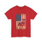 Rottweiler American Flag Dog Lover T-Shirt - Red