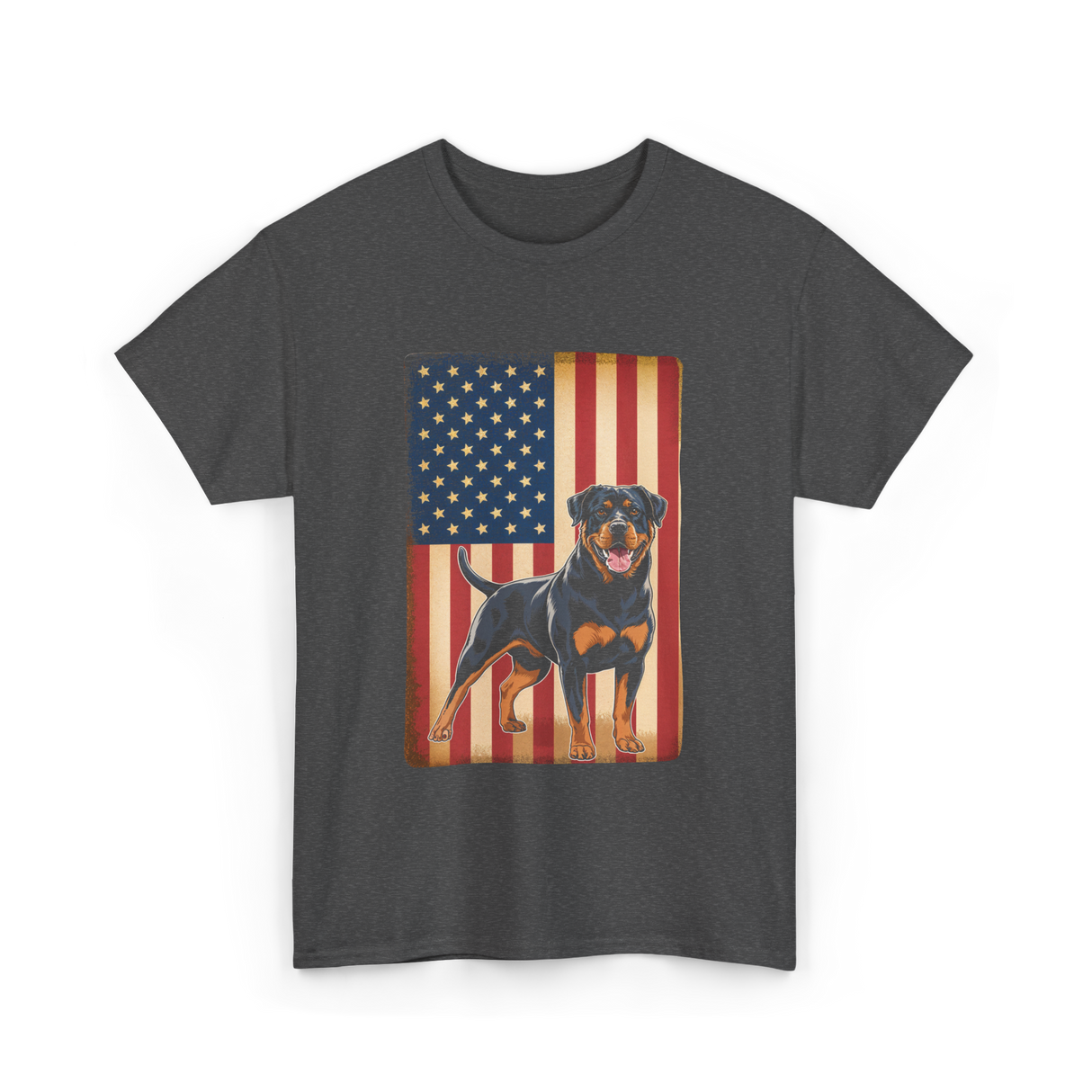 Rottweiler American Flag Dog Lover T-Shirt - Dark Heather