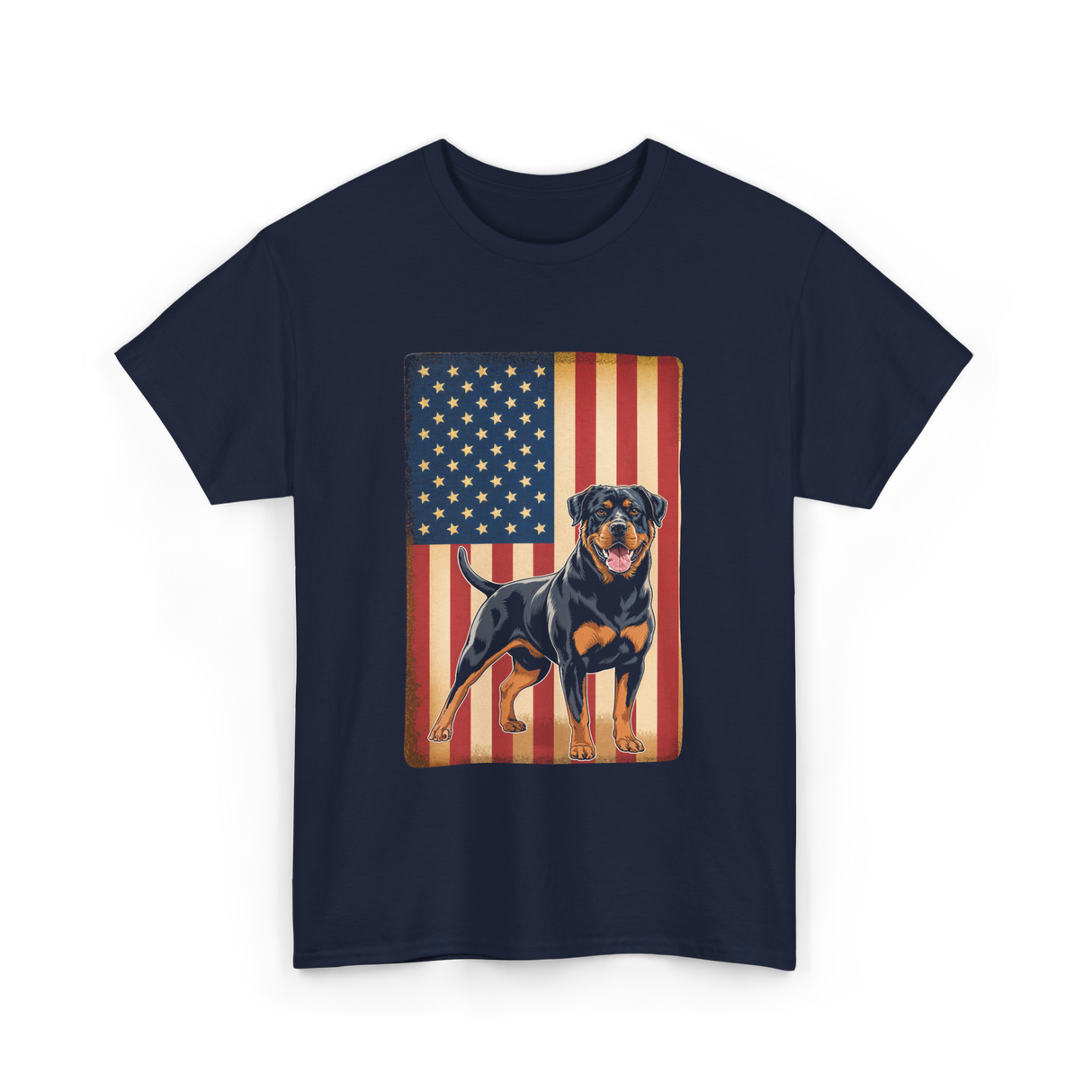 Rottweiler American Flag Dog Lover T-Shirt - Navy