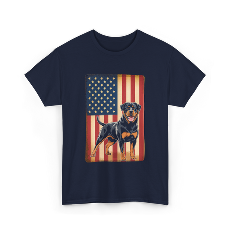 Rottweiler American Flag Dog Lover T-Shirt - Navy