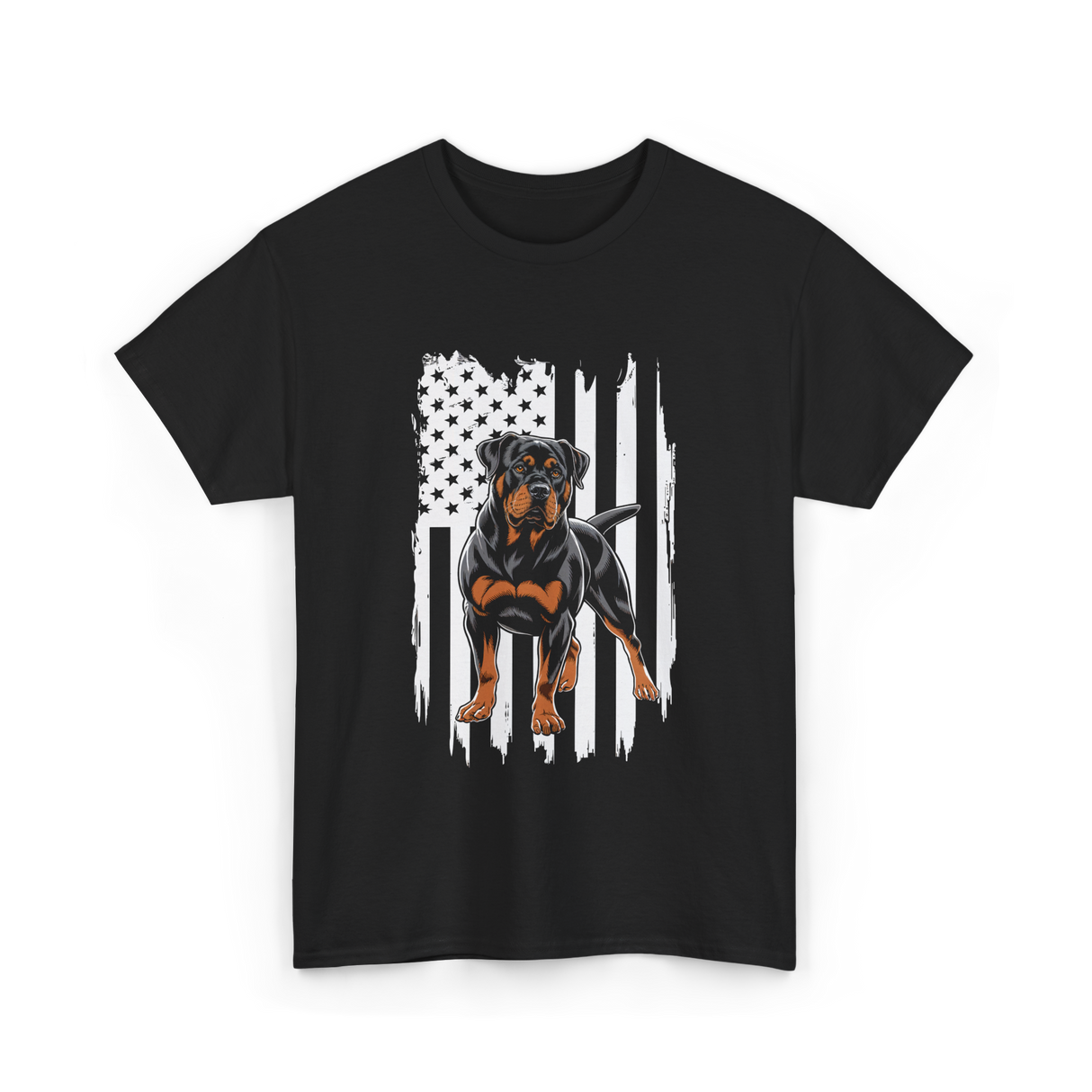 Rottweiler American Flag Rottweiler T-Shirt - Black