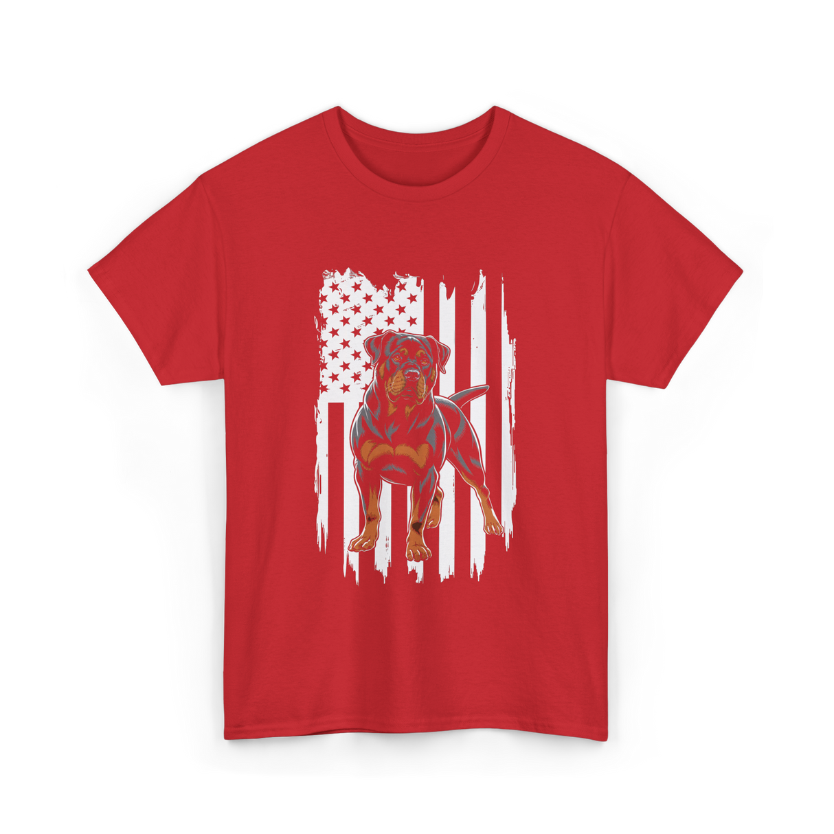 Rottweiler American Flag Rottweiler T-Shirt - Red