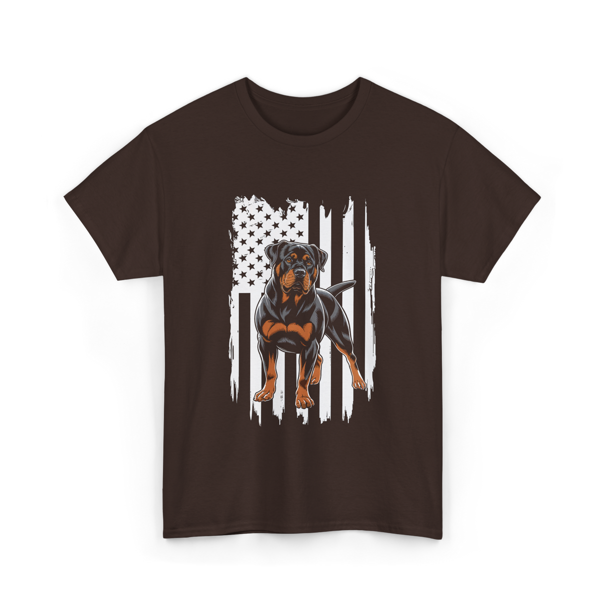 Rottweiler American Flag Rottweiler T-Shirt - Dark Chocolate