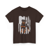 Rottweiler American Flag Rottweiler T-Shirt - Dark Chocolate