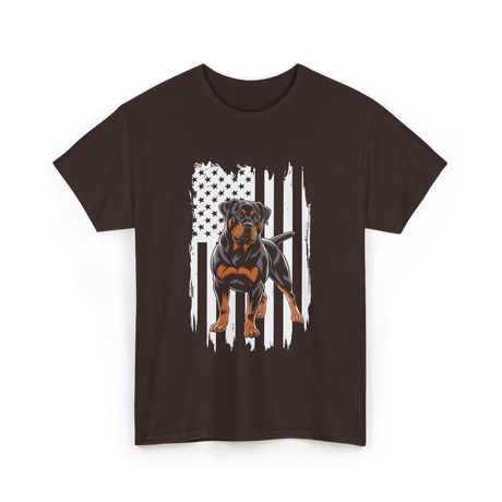 Rottweiler American Flag Rottweiler T-Shirt - Dark Chocolate