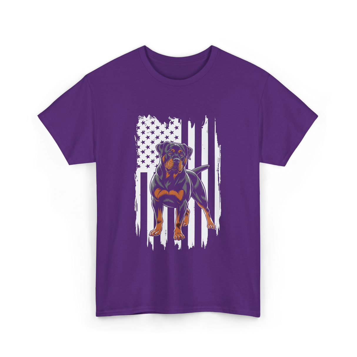 Rottweiler American Flag Rottweiler T-Shirt - Purple