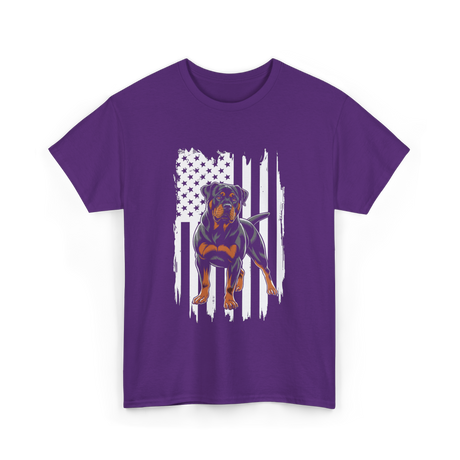 Rottweiler American Flag Rottweiler T-Shirt - Purple