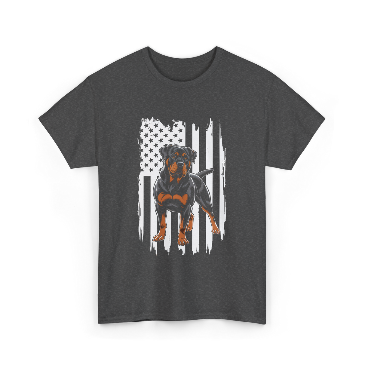 Rottweiler American Flag Rottweiler T-Shirt - Dark Heather