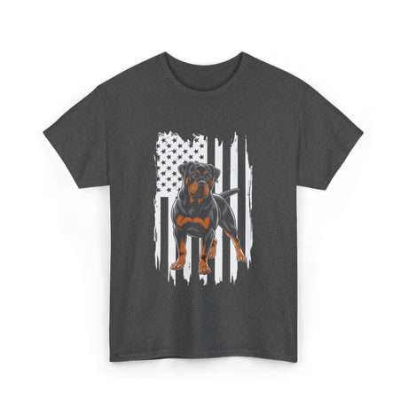 Rottweiler American Flag Rottweiler T-Shirt - Dark Heather