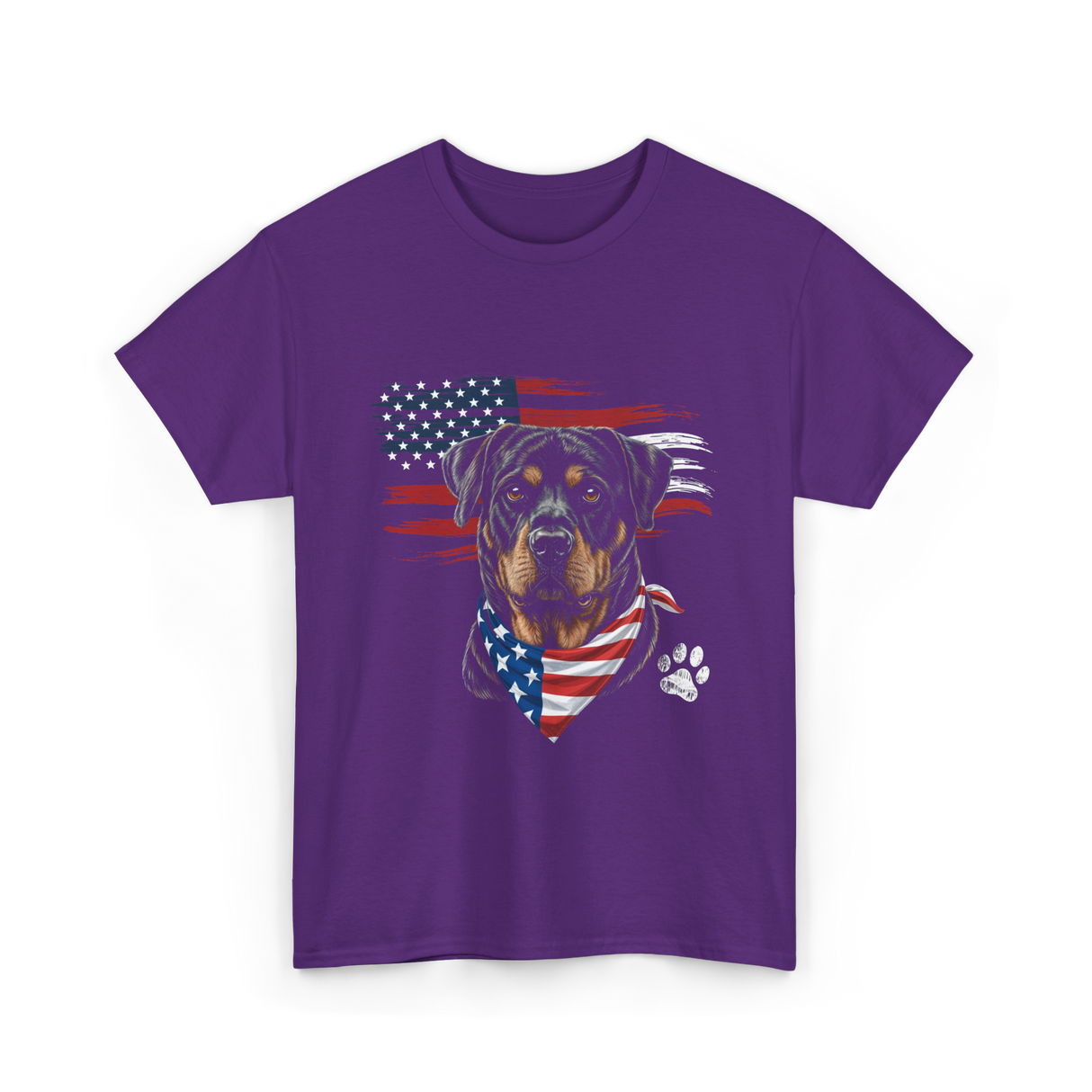 Rottweiler Dog American Flag Canine T-Shirt - Purple