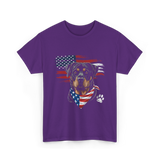 Rottweiler Dog American Flag Canine T-Shirt - Purple