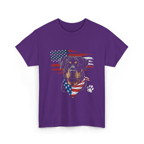 Rottweiler Dog American Flag Canine T-Shirt - Purple