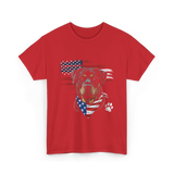 Rottweiler Dog American Flag Canine T-Shirt - Red