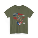 Rottweiler Dog American Flag Canine T-Shirt - Military Green