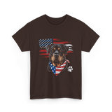 Rottweiler Dog American Flag Canine T-Shirt - Dark Chocolate