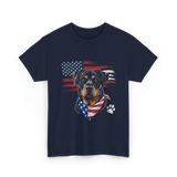 Rottweiler Dog American Flag Canine T-Shirt - Navy