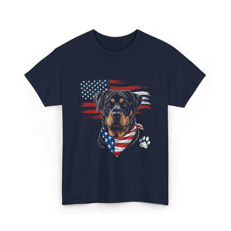 Rottweiler Dog American Flag Canine T-Shirt - Navy