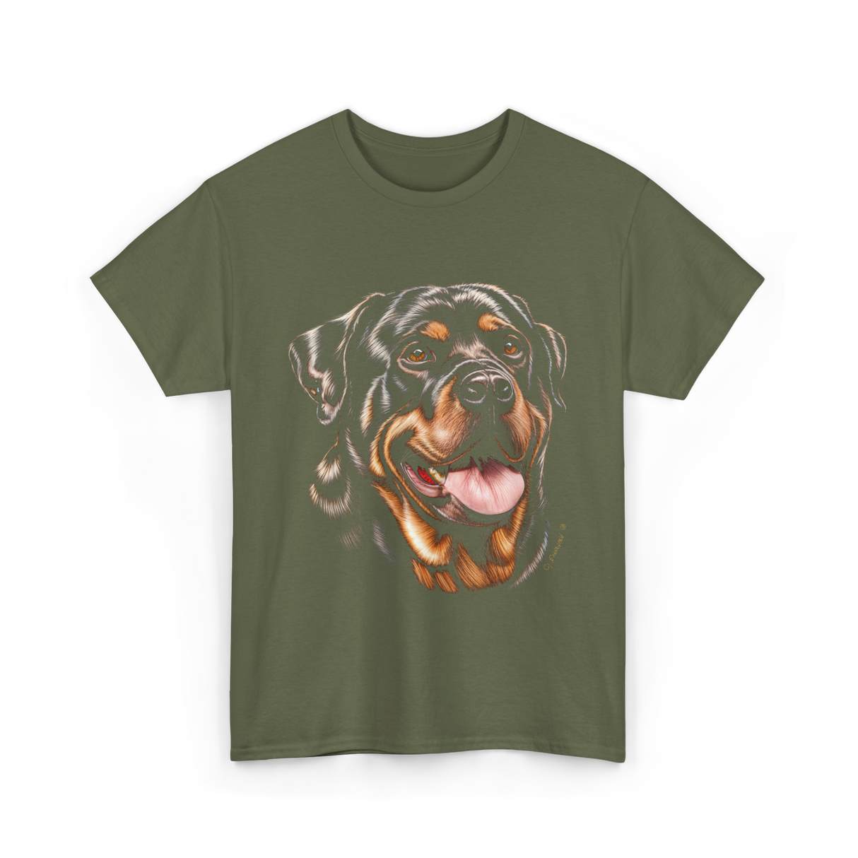 Rottweiler Portrait Dog Rottweiler T-Shirt - Military Green