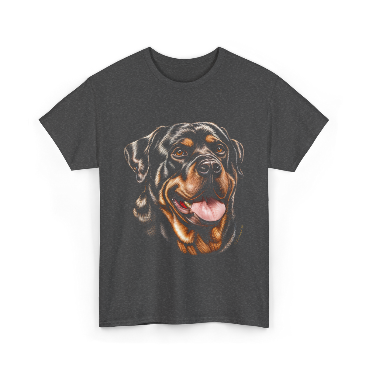 Rottweiler Portrait Dog Rottweiler T-Shirt - Dark Heather