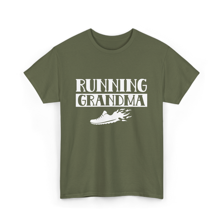 Running Grandma Runner Jogging T-Shirt - Military Green