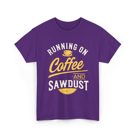 Running On Coffee Woodworking T-Shirt - Purple