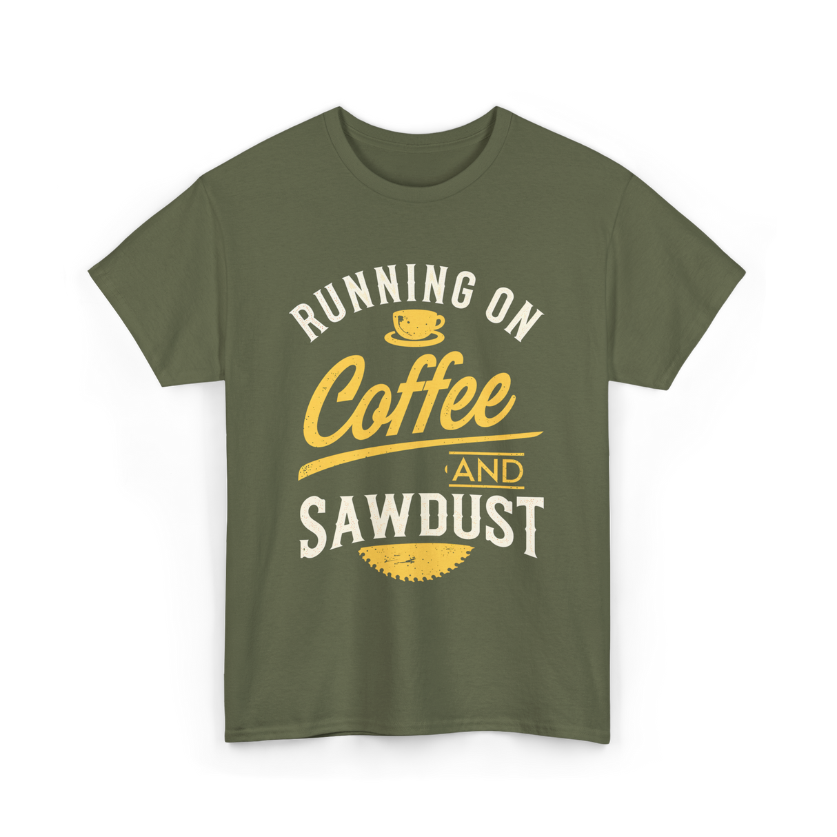 Running On Coffee Woodworking T-Shirt - Military Green