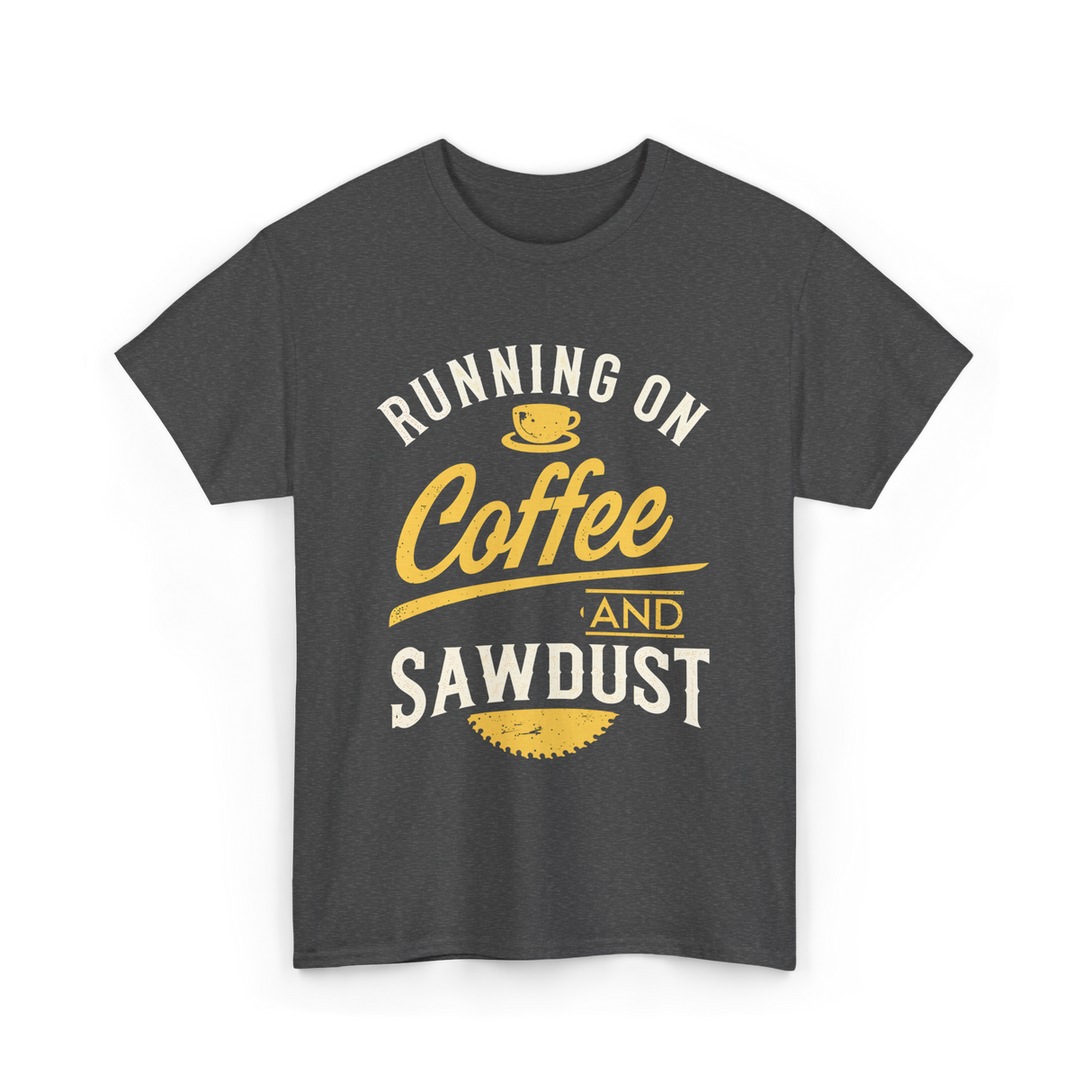 Running On Coffee Woodworking T-Shirt - Dark Heather