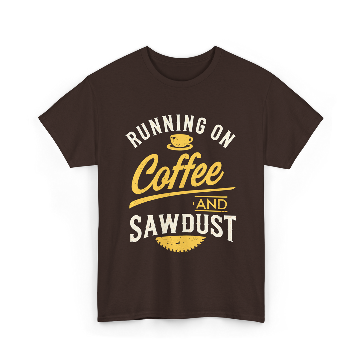 Running On Coffee Woodworking T-Shirt - Dark Chocolate