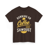 Running On Coffee Woodworking T-Shirt - Dark Chocolate