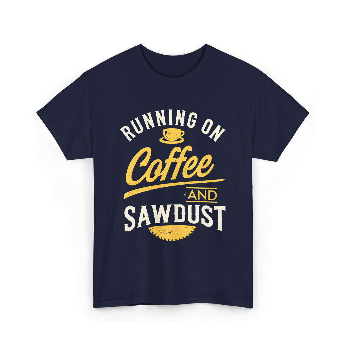 Running On Coffee Woodworking T-Shirt - Navy