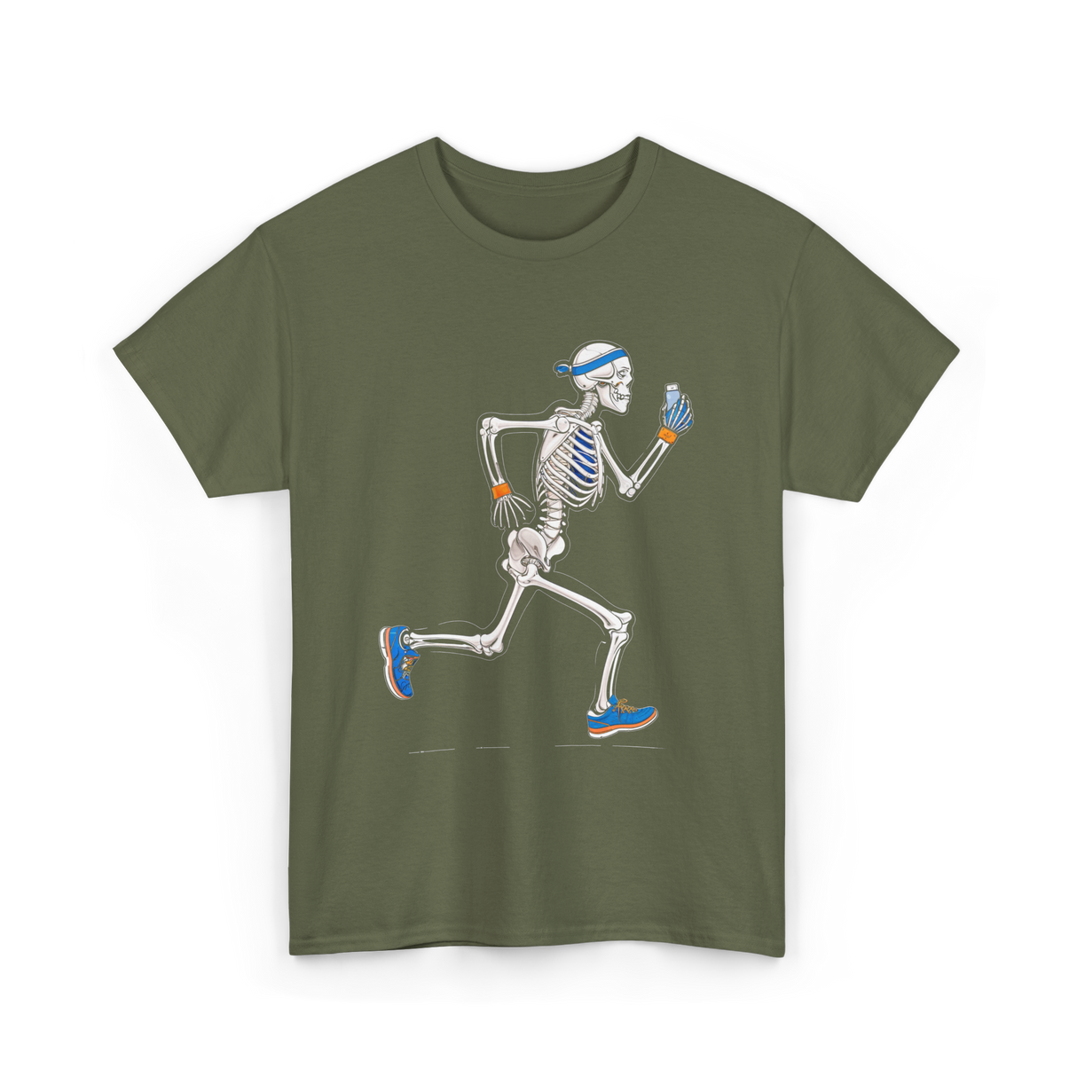 Running Skeleton Skeleton Runner T-Shirt - Military Green