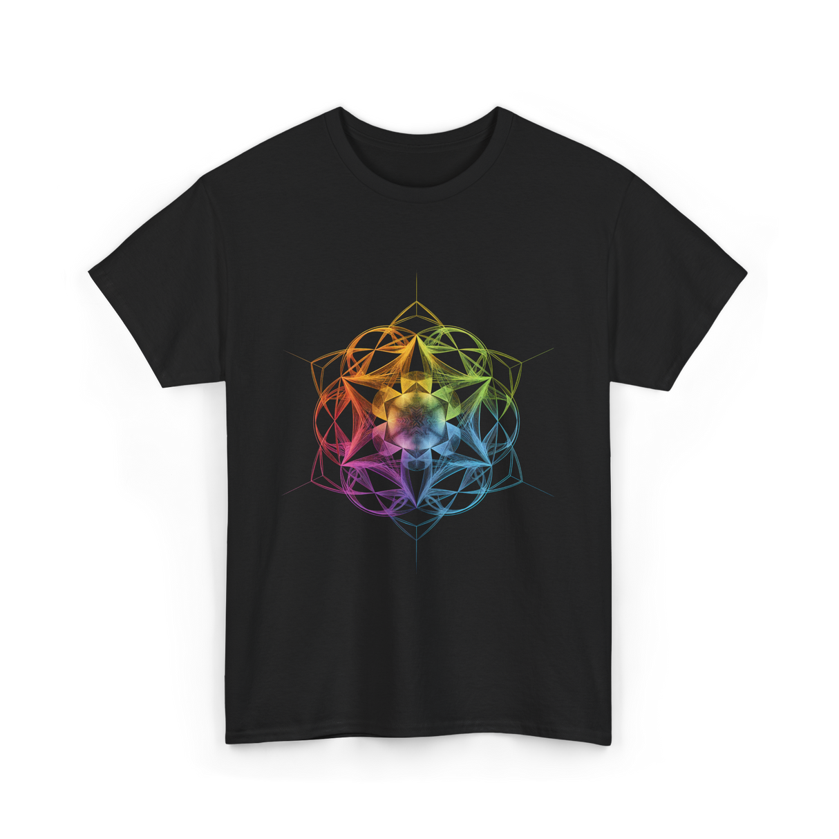 Sacred Geometry Colors Chakra T-Shirt - Black